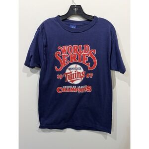 Vintage Minnesota Twins Shirt 1987 World Series Single Stitch Men's Size L MLB